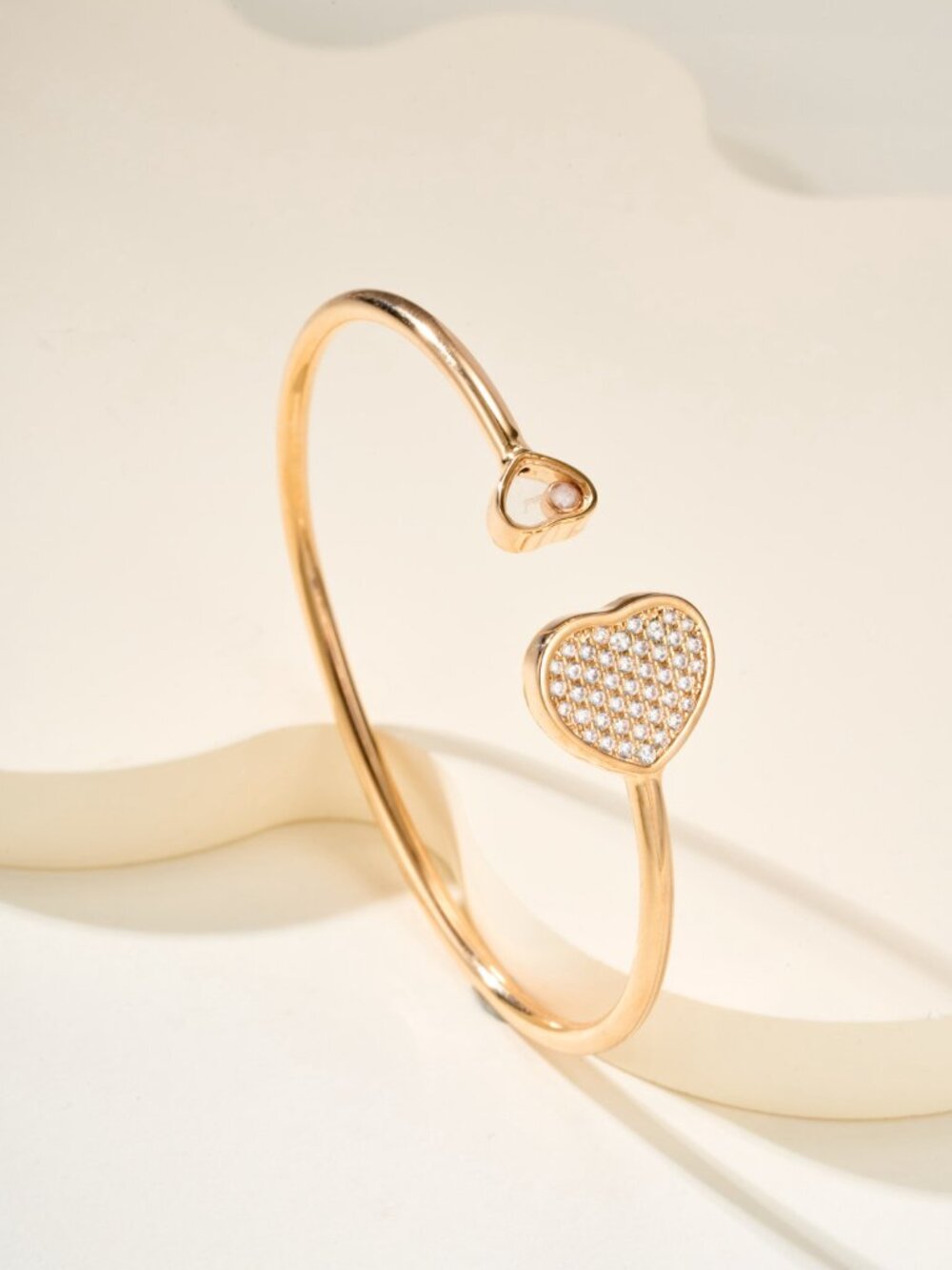 Chopard Happy Diamonds 18k Rose Gold Double Heart Open Bangle - Picture 7 of 8